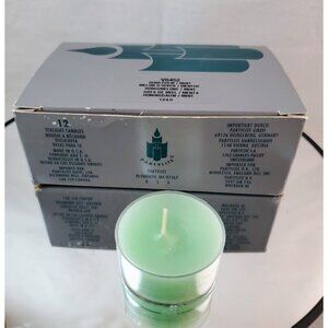 Vintage PartyLite HoneydewTealight Candles Transparent Cups Mint 12 Pack V0452